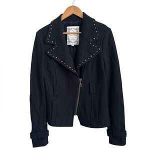 Guess Jeans Studded Wool Moto Jacket | Black  Women’s XL